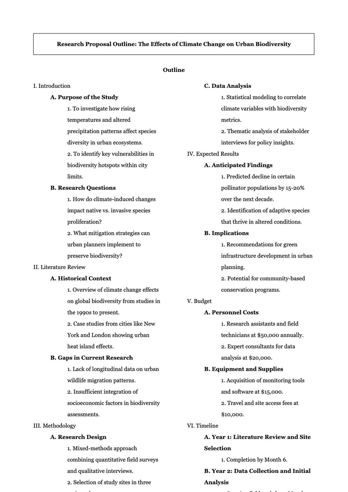 Academic research proposal outline template with structured sections and detailed instructions_variant_1
